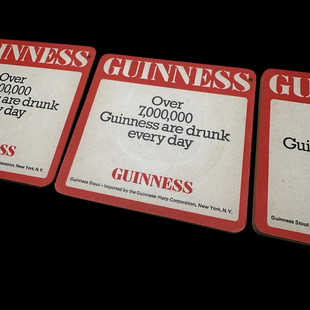 Vintage Guinness Beer Coasters Set 11 Double Sided Stout Advertising Cardboard